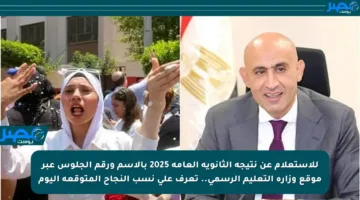 للاستعلام عن نتيجة الثانوية العامة 2025 بالاسم ورقم الجلوس عبر موقع وزارة التعليم الرسمي.. تعرف على نسب النجاح المتوقعة اليوم